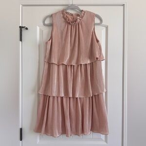 RO & DE Size Small Pink Sleeveless Dress.  Tiered ruffle, lined. Never worn